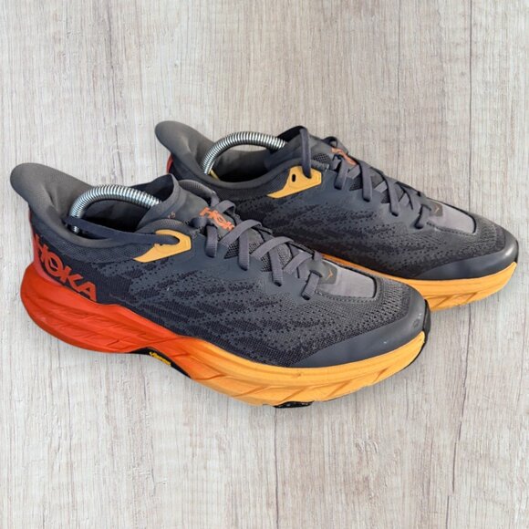 HOKA One One Speedgoat 5 Trail Running Shoes Vibram Mens 8.5D Gray Orange main image 7